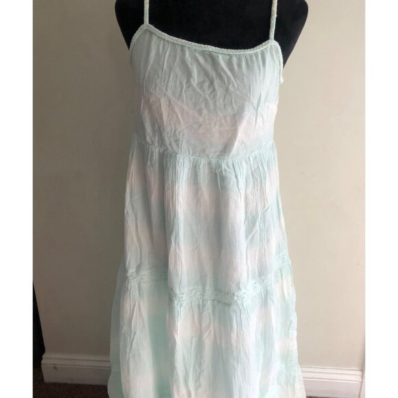 Aerie Light Blue Sleeveless Maxi Dress Adjustable Straps & Tiered Skirt Large - Picture 3 of 13